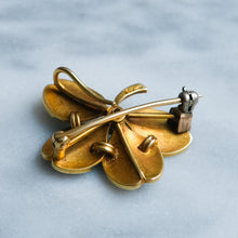Load image into Gallery viewer, Antique Art Nouveau era Diamond, Pearl and Enamel Lucky Four Leaf Clover Pendant Brooch
