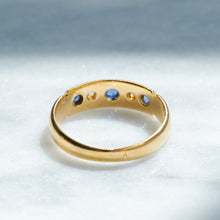Load image into Gallery viewer, Antique Victorian Flush-Set Sapphire and Diamond Five Stone Ring
