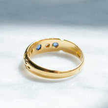 Load image into Gallery viewer, Antique Victorian Flush-Set Sapphire and Diamond Five Stone Ring
