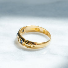 Load image into Gallery viewer, Antique Victorian Flush-Set Sapphire and Diamond Five Stone Ring

