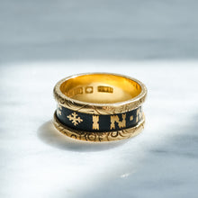 Load image into Gallery viewer, Antique Edwardian era Enamel "In Memory of" Memorial Ring
