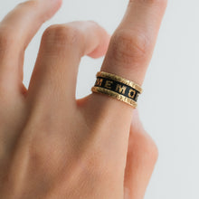 Load image into Gallery viewer, Antique Edwardian era Enamel "In Memory of" Memorial Ring
