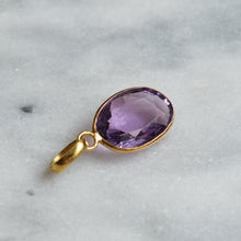 Load image into Gallery viewer, Vintage 14K Yellow Gold Oval Amethyst Pendant
