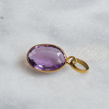 Load image into Gallery viewer, Vintage 14K Yellow Gold Oval Amethyst Pendant
