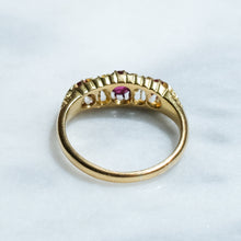 Load image into Gallery viewer, Antique Victorian Ruby Diamond Five-Stone Half Hoop Ring
