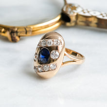 Load image into Gallery viewer, Antique 1910-30s French Sapphire Diamond Ring
