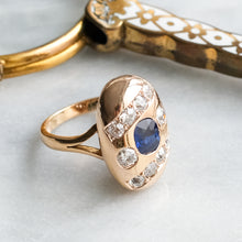 Load image into Gallery viewer, Antique 1910-30s French Sapphire Diamond Ring
