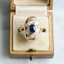 Load image into Gallery viewer, Antique 1910-30s French Sapphire Diamond Ring
