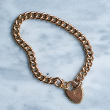 Load image into Gallery viewer, Vintage 7 inch Curb-Link Heart Padlock Bracelet
