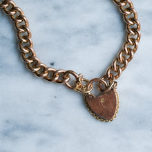 Load image into Gallery viewer, Vintage 7 inch Curb-Link Heart Padlock Bracelet
