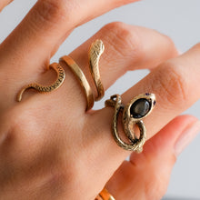 Load image into Gallery viewer, Antique Art Deco era Star Sapphire and Ruby Eyes Coiled Snake Ring
