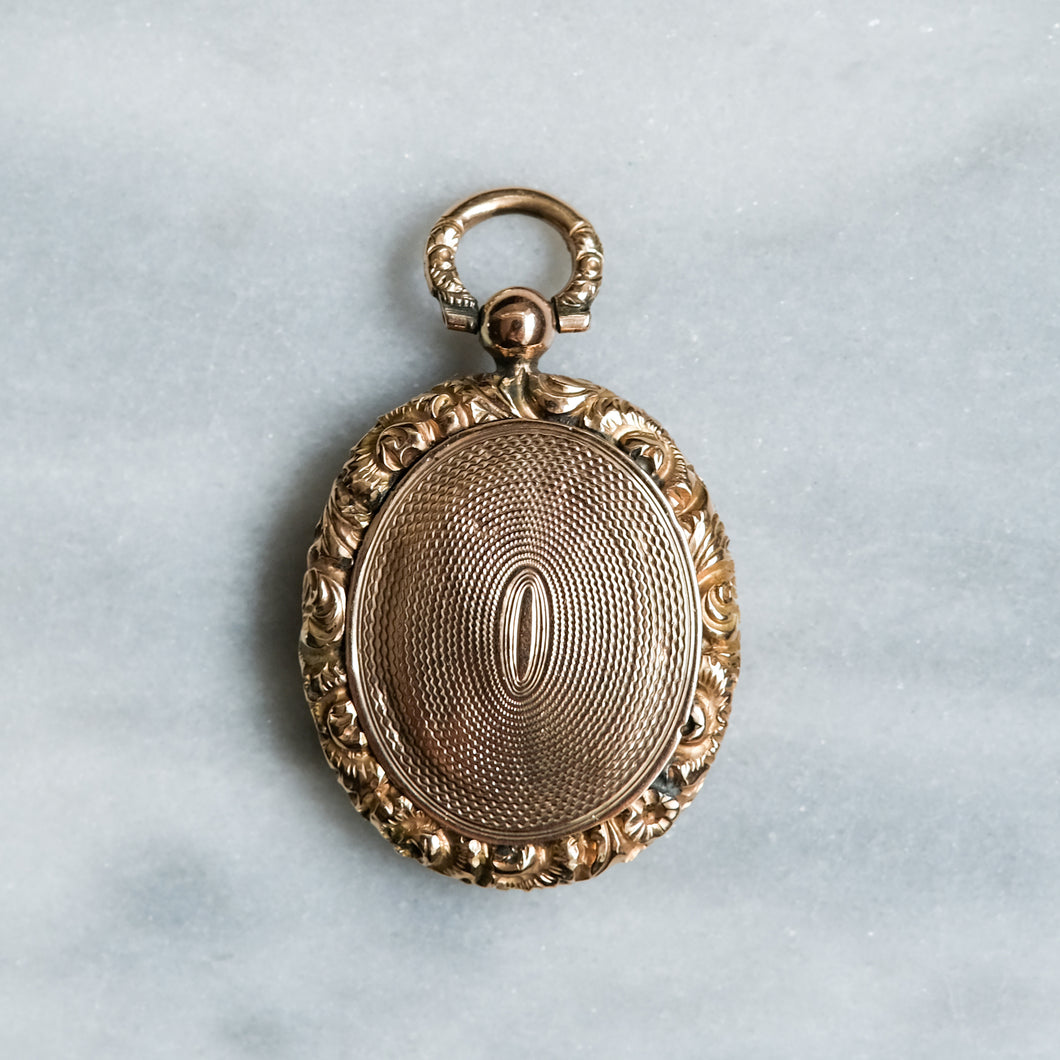 Georgian 10K Rose Gold Floral Chased Locket