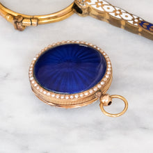 Load image into Gallery viewer, Antique Victorian Blue Guilloché Enamel with Halo Seed Pearl Locket

