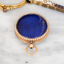 Load image into Gallery viewer, Antique Victorian Blue Guilloché Enamel with Halo Seed Pearl Locket
