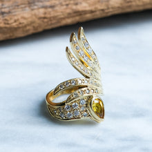 Load image into Gallery viewer, Vintage Sculptural Cultured Yellow Sapphire Cocktail Ring
