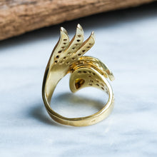 Load image into Gallery viewer, Vintage Sculptural Cultured Yellow Sapphire Cocktail Ring
