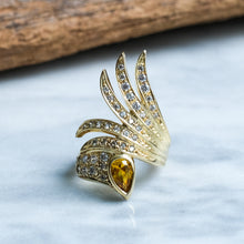 Load image into Gallery viewer, Vintage Sculptural Cultured Yellow Sapphire Cocktail Ring
