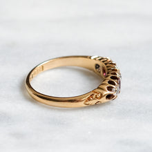 Load image into Gallery viewer, Victorian 18K Rose Gold Ruby Diamond Boat Ring
