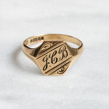 Load image into Gallery viewer, Art Deco 9K Yellow Gold JCB Signet Ring
