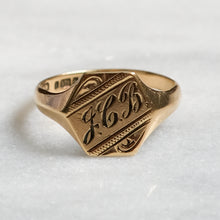 Load image into Gallery viewer, Art Deco 9K Yellow Gold JCB Signet Ring
