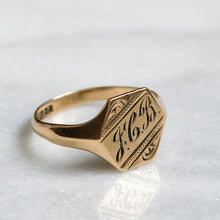 Load image into Gallery viewer, Art Deco 9K Yellow Gold JCB Signet Ring
