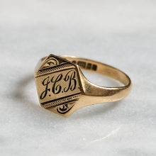 Load image into Gallery viewer, Art Deco 9K Yellow Gold JCB Signet Ring
