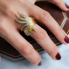 Load image into Gallery viewer, Vintage Sculptural Cultured Yellow Sapphire Cocktail Ring

