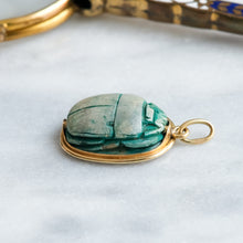 Load image into Gallery viewer, Vintage 14K Yellow Gold Carved Scarab Pendant
