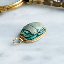 Load image into Gallery viewer, Vintage 14K Yellow Gold Carved Scarab Pendant
