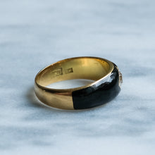 Load image into Gallery viewer, Antique Victorian Black Enamel Flush Set Diamond Solitaire Ring
