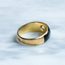 Load image into Gallery viewer, Antique Victorian Black Enamel Flush Set Diamond Solitaire Ring
