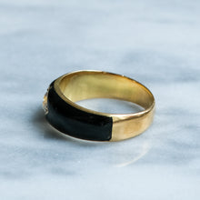 Load image into Gallery viewer, Antique Victorian Black Enamel Flush Set Diamond Solitaire Ring
