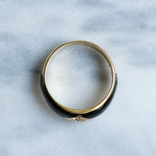 Load image into Gallery viewer, Antique Victorian Black Enamel Flush Set Diamond Solitaire Ring
