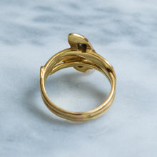 Load image into Gallery viewer, Antique French Toi et Moi Diamond and Sapphire Snake Ring
