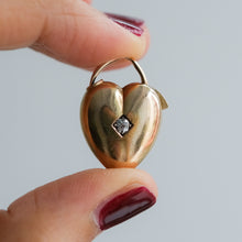 Load image into Gallery viewer, Antique Victorian Diamond Puffy Heart Padlock
