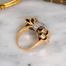Load image into Gallery viewer, Art Deco Retro era 1940s Burmese Sapphire Diamond Bow Tank Ring
