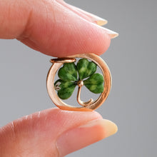 Load image into Gallery viewer, Vintage 14K Yellow Gold Enamel Shamrock Charm Pendant
