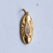 Load image into Gallery viewer, Antique Three Diamonds Elongated Oval Repoussé Pendant - A
