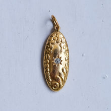 Load image into Gallery viewer, Antique Star-Set Diamond Elongated Oval Floral Repoussé Pendant - B
