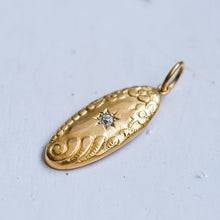 Load image into Gallery viewer, Antique Star-Set Diamond Elongated Oval Floral Repoussé Pendant - B

