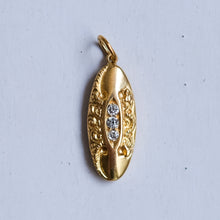 Load image into Gallery viewer, Antique Three Diamonds Elongated Oval Repoussé Pendant - B
