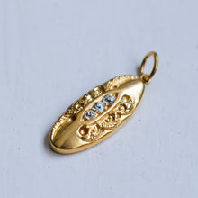 Load image into Gallery viewer, Antique Three Diamonds Elongated Oval Repoussé Pendant - B
