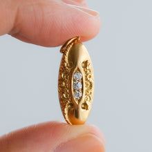 Load image into Gallery viewer, Antique Three Diamonds Elongated Oval Repoussé Pendant - B
