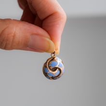 Load image into Gallery viewer, Victorian 14K Rose Gold Cerulean Blue Enamel Mourning Pendant
