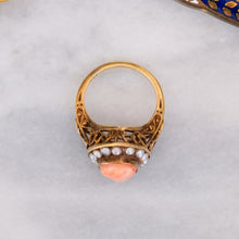 Load image into Gallery viewer, Vintage Retro Coral Seed Pearl Halo Cameo Ring
