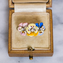 Load image into Gallery viewer, Antique Art Deco era 3-Flower Garland Pansy and Diamond Ring
