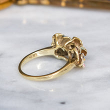 Load image into Gallery viewer, Antique Art Deco era 3-Flower Garland Pansy and Diamond Ring
