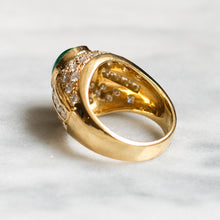 Load image into Gallery viewer, 18K Yellow Gold Diamond and Emerald Bombe Ring
