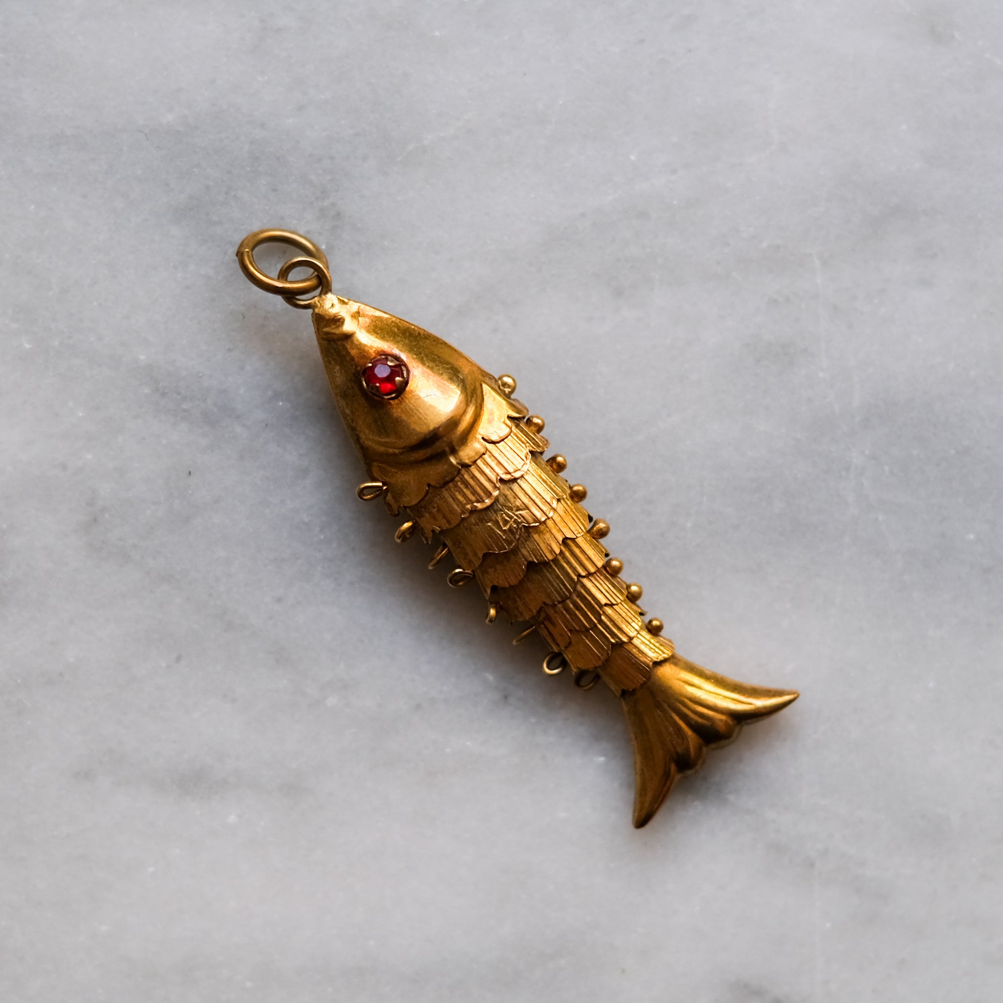Vintage 14K Gold Articulated Fish Pendant