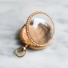 Load image into Gallery viewer, Antique Victorian Blue Guilloché Enamel with Halo Seed Pearl Locket
